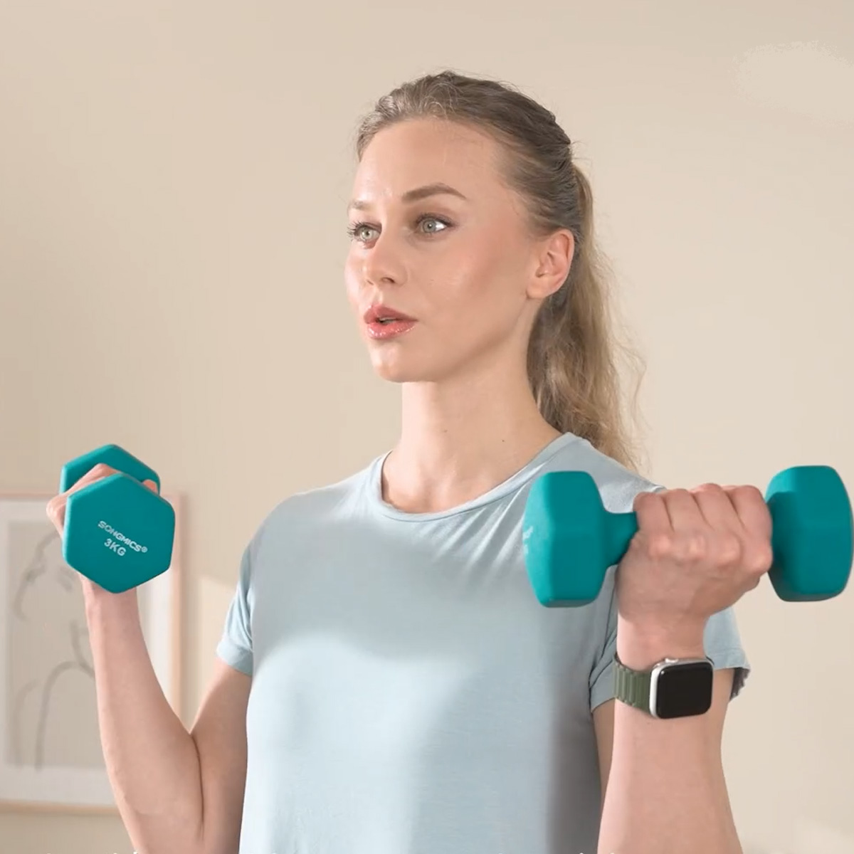 bicep curls using SONGMICS Weight Lifting Dumbbell Kit