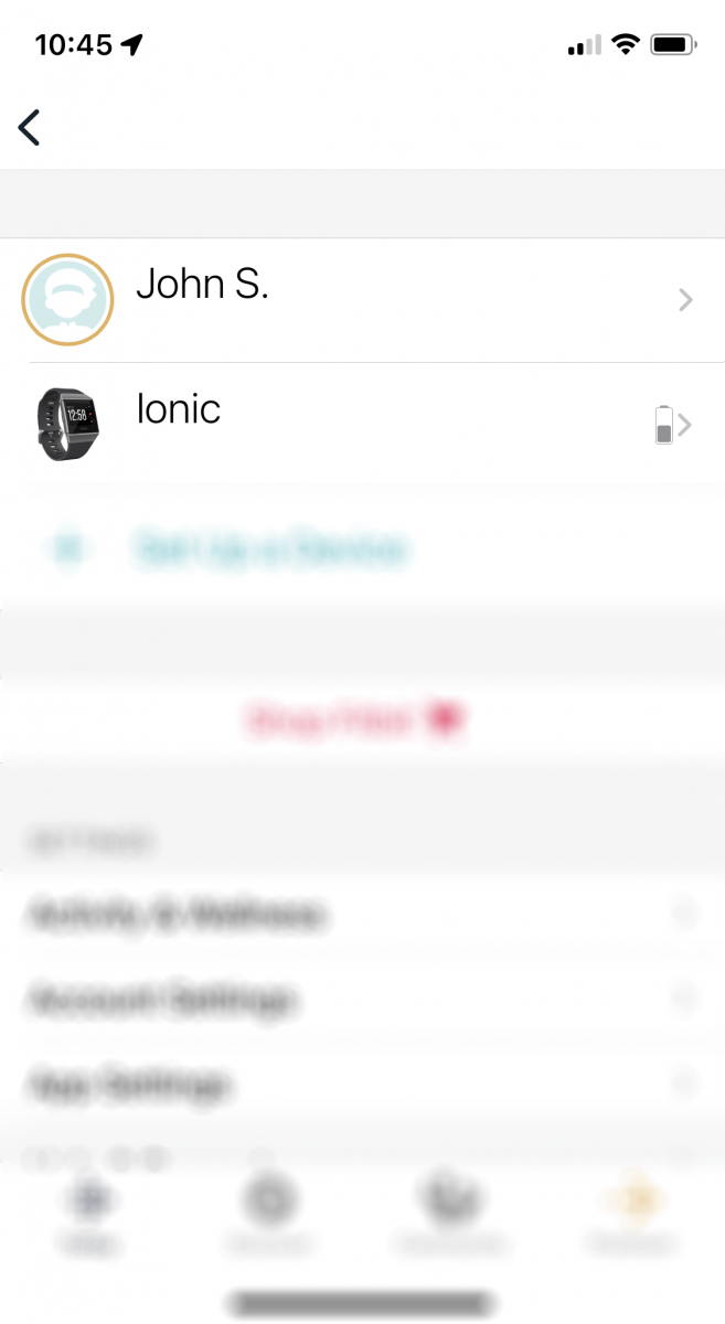 ionic account longin page showing watch type