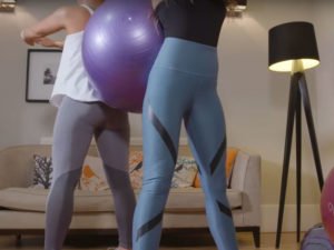 Girls using an Opti gym ball for fitness workout
