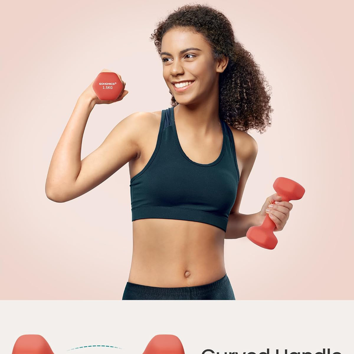 women using SONGMICS Weight Lifting Dumbbell Kit